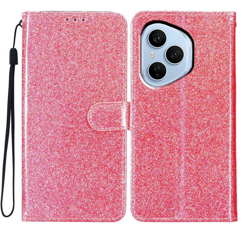 Til Honor 400 Pro 5G (Global) Pung Etui Glimmer Anti-ridse Læder Stand Telefon Cover med Rem
