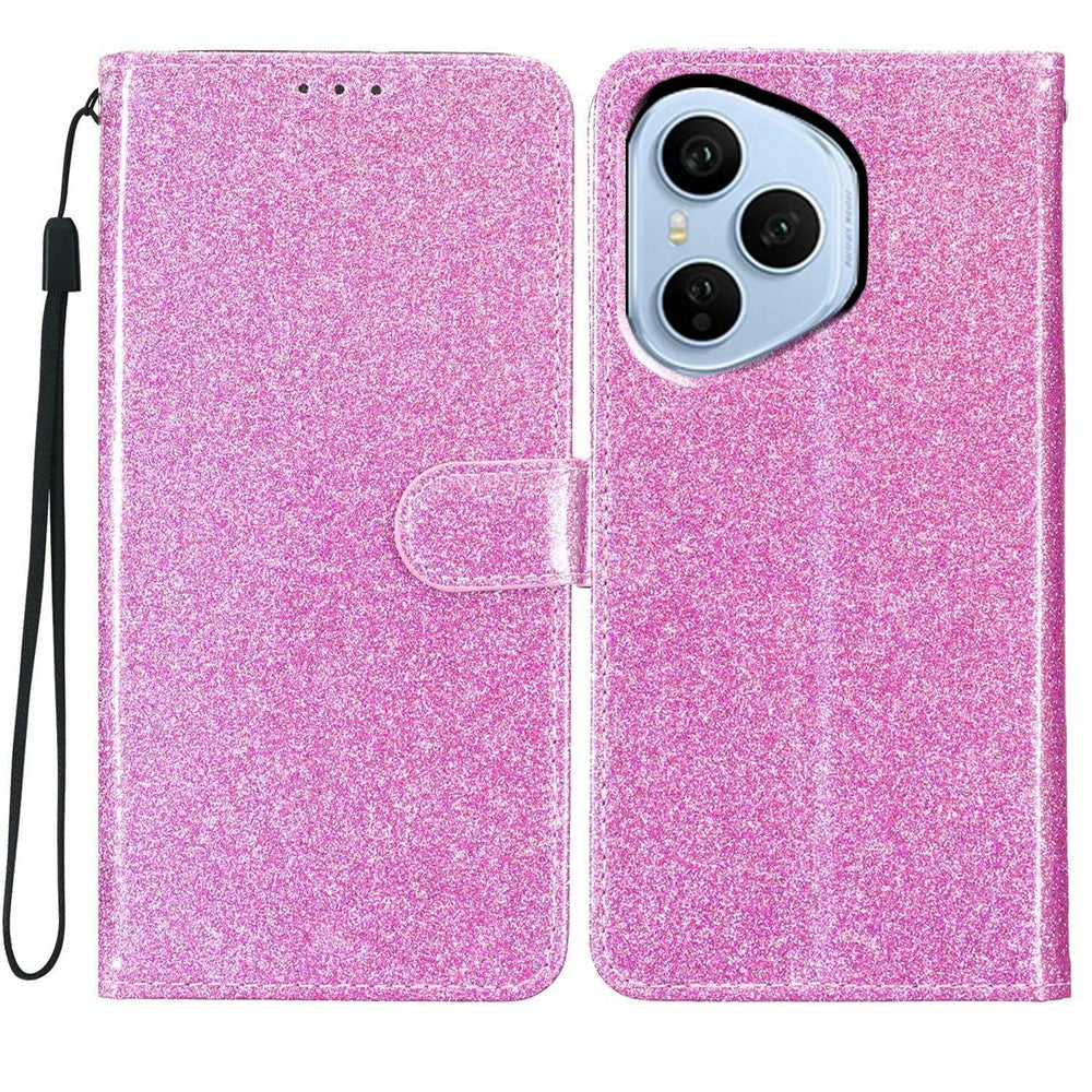 Til Honor 400 Pro 5G (Global) Pung Etui Glimmer Anti-ridse Læder Stand Telefon Cover med Rem