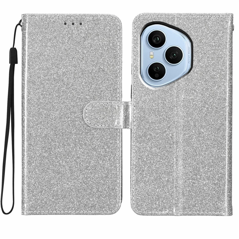Til Honor 400 Pro 5G (Global) Pung Etui Glimmer Anti-ridse Læder Stand Telefon Cover med Rem