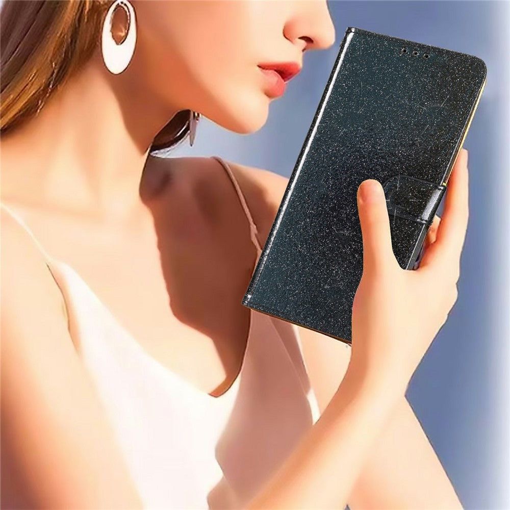 For Oppo Reno14 Pro 5G (Global) Wallet Case Glitter Anti-Scratch Leather Stand Phone Cover with Strap