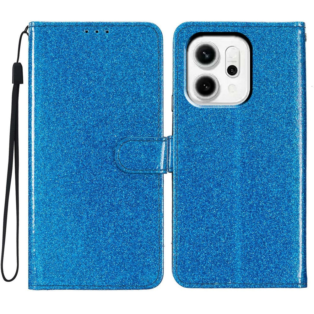 For Oppo Reno14 Pro 5G (Global) Wallet Case Glitter Anti-Scratch Leather Stand Phone Cover with Strap