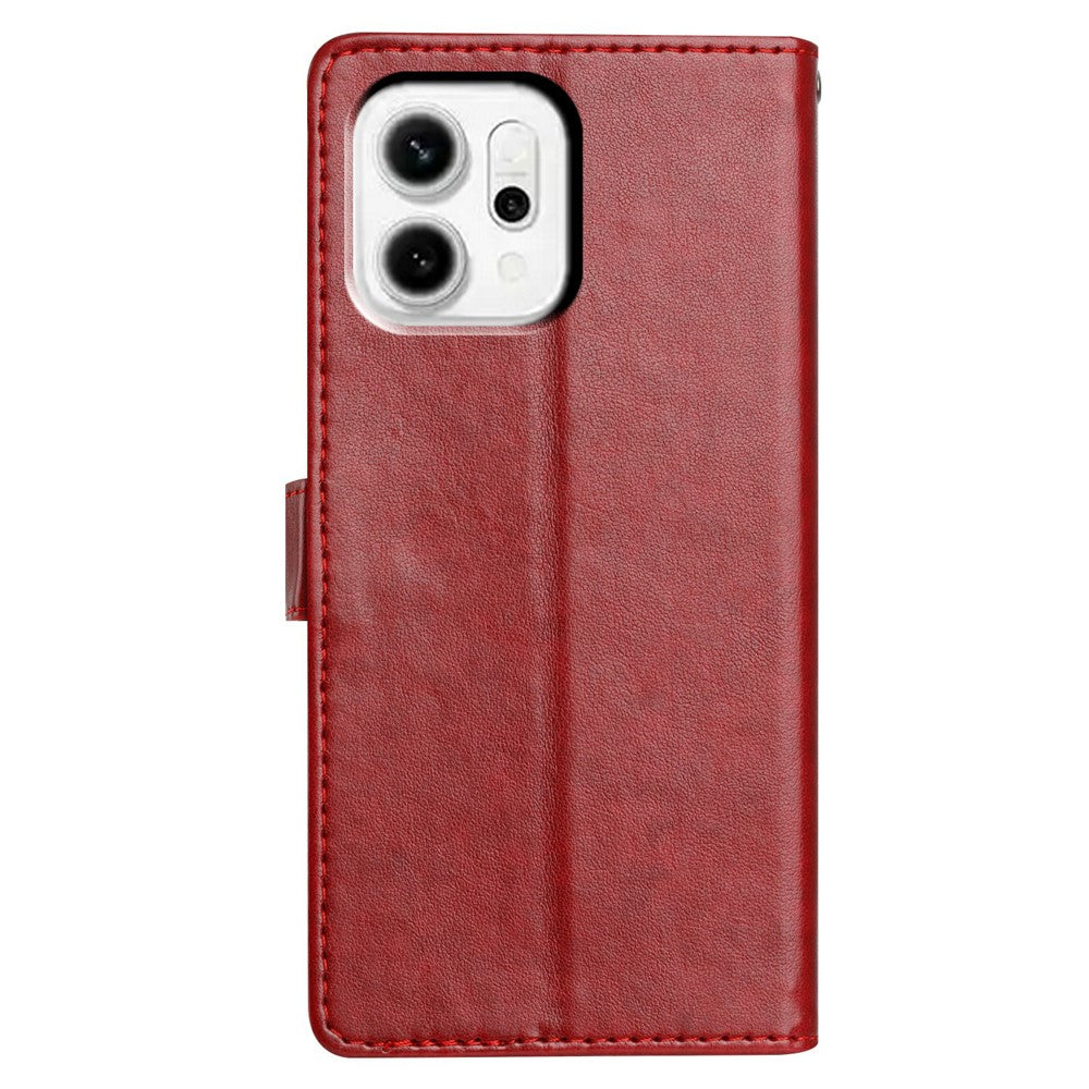 For Oppo Reno14 Pro 5G (Global) Leather Case Wallet Stand Phone Cover with Handy Strap