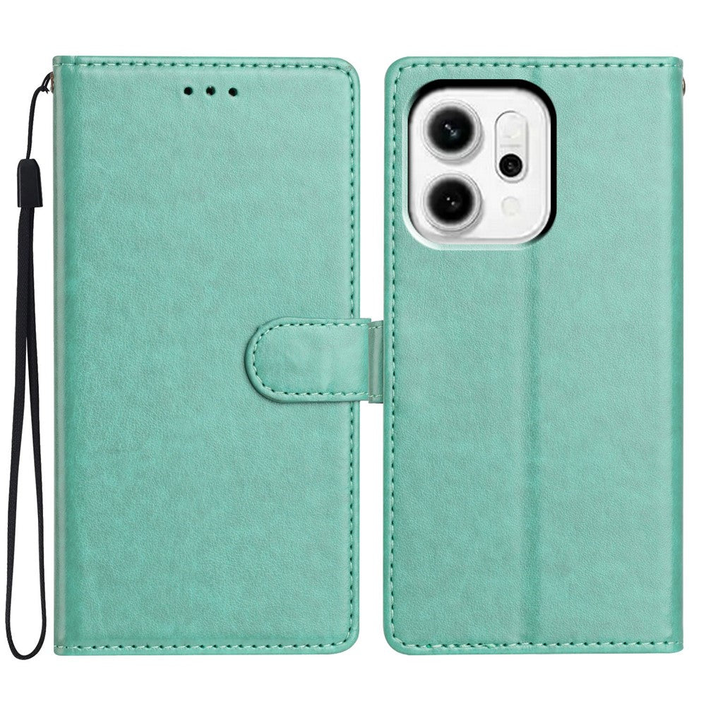 For Oppo Reno14 Pro 5G (Global) Leather Case Wallet Stand Phone Cover with Handy Strap