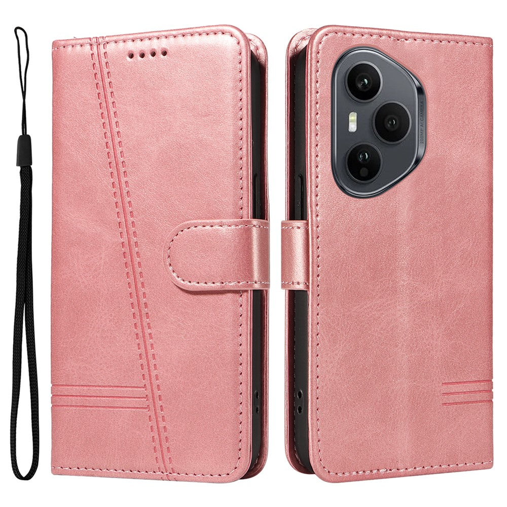 For Honor 400 Pro 5G (Global) Wallet Cover T-Form Linjer Læder Telefoncover Stand