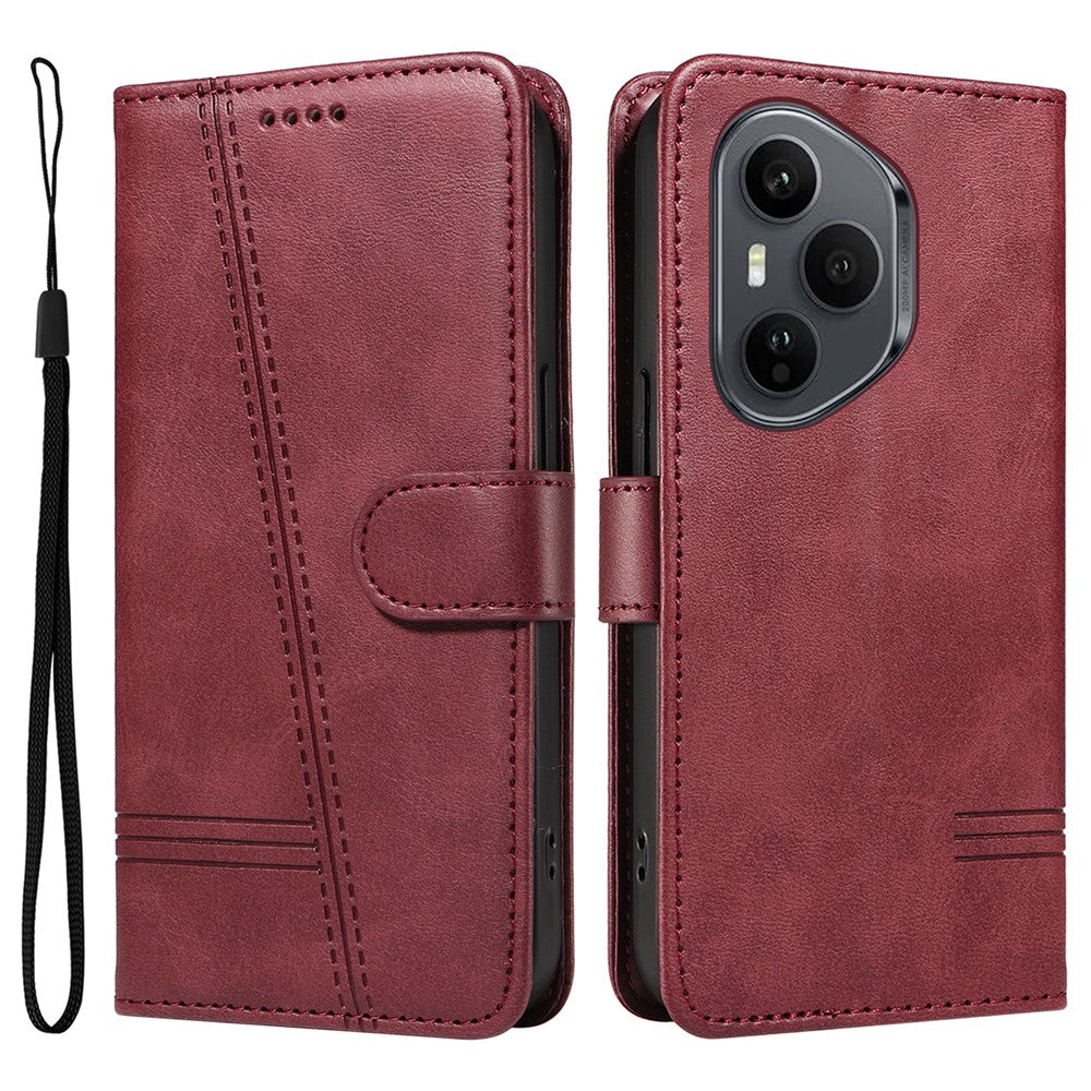 For Honor 400 Pro 5G (Global) Wallet Cover T-Form Linjer Læder Telefoncover Stand