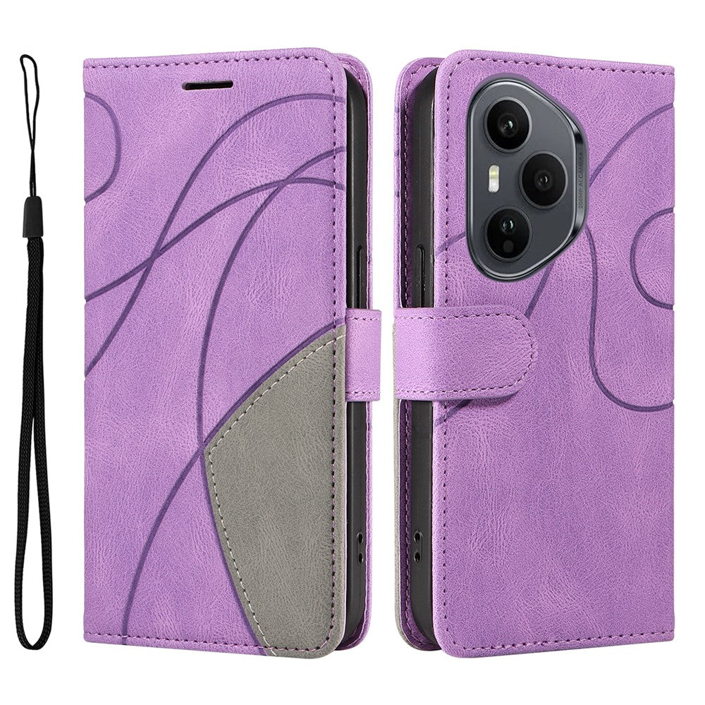 For Honor 400 Pro 5G (Global) Lædertelefoncover Stativpung med tofarget splejset design