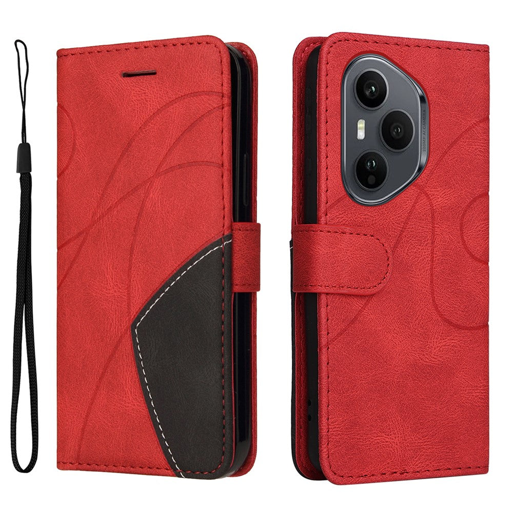 For Honor 400 Pro 5G (Global) Lædertelefoncover Stativpung med tofarget splejset design