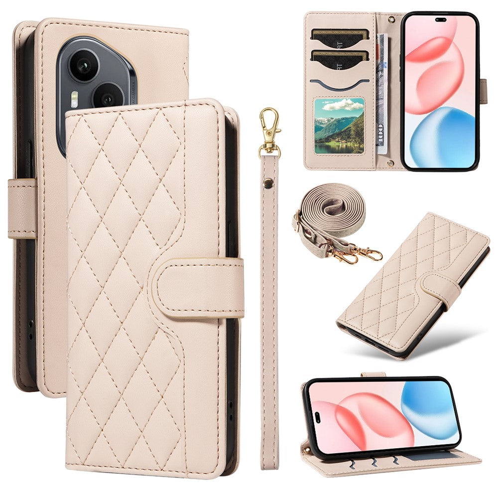 For Honor 400 Pro 5G (Global) Wallet Cover Diamantmønster Læder Telefoncover med Rem