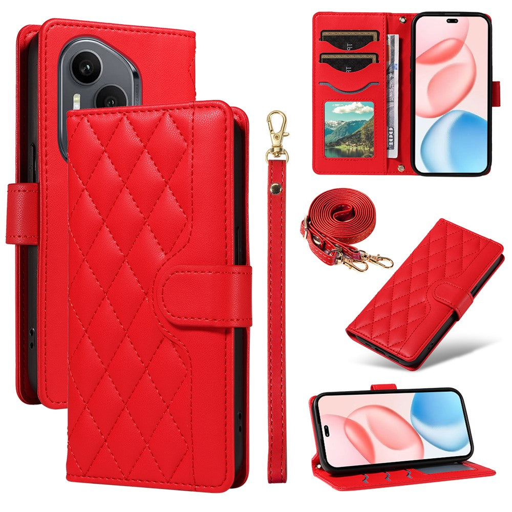 For Honor 400 Pro 5G (Global) Wallet Cover Diamantmønster Læder Telefoncover med Rem