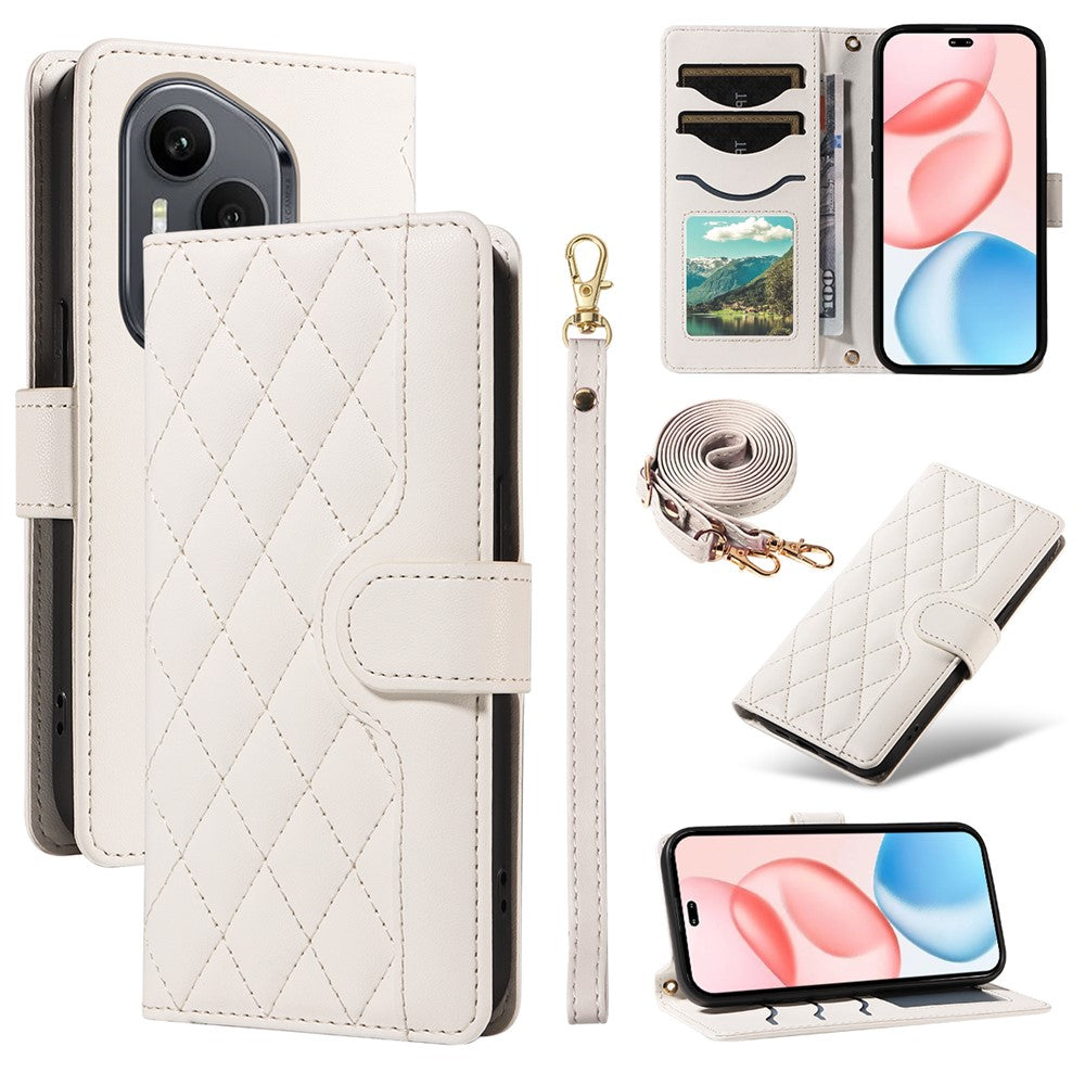 For Honor 400 Pro 5G (Global) Wallet Cover Diamantmønster Læder Telefoncover med Rem