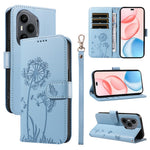 For Honor 400 Pro 5G (Global) Læder Pung Etui med Rem Mælkebøtte Aftryk Telefon Stand Cover