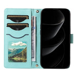 For iPhone 18 Pro Max / 17 Pro Max Wallet Case Rhombus Leather Phone Cover with Strap