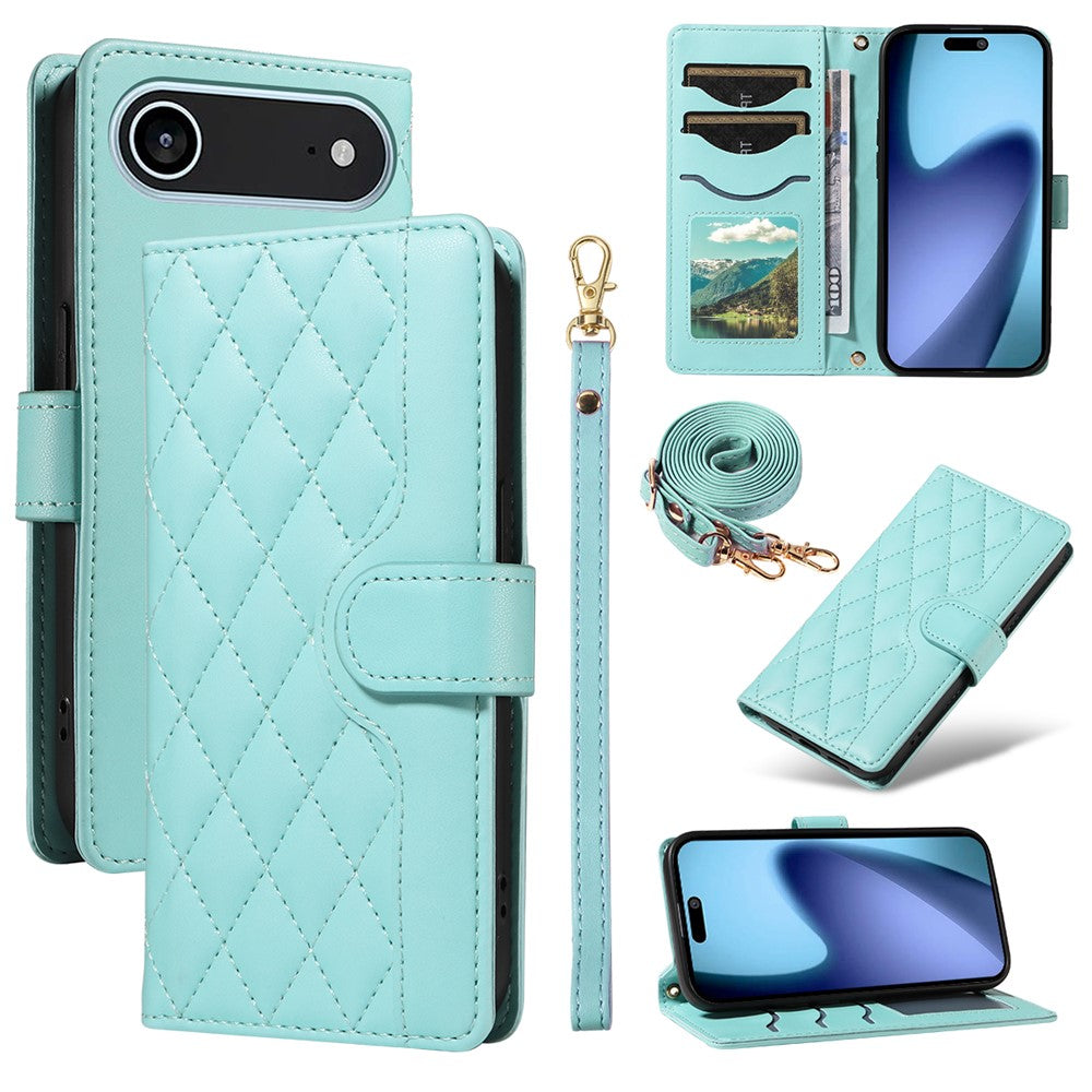 Til iPhone Air Wallet Cover Rhombus Lædertelefoncover med Rem