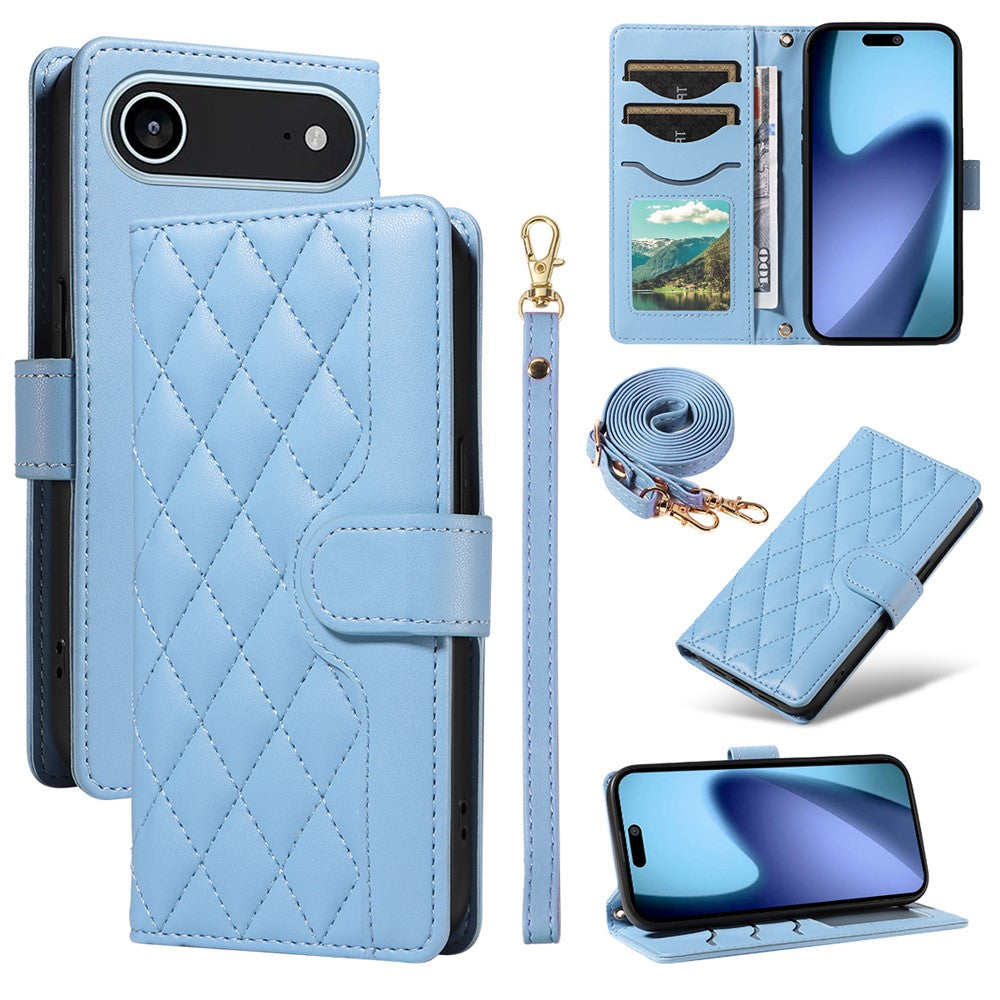 Til iPhone Air Wallet Cover Rhombus Lædertelefoncover med Rem