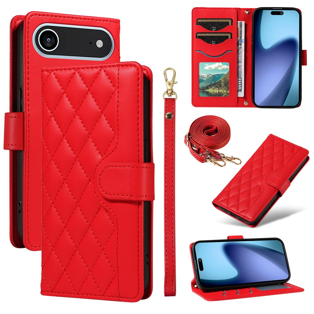 Til iPhone Air Wallet Cover Rhombus Lædertelefoncover med Rem