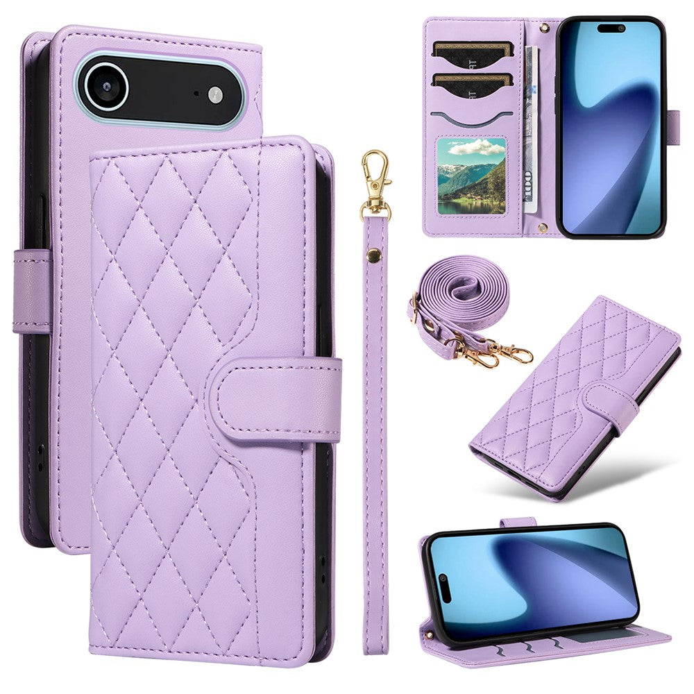 Til iPhone Air Wallet Cover Rhombus Lædertelefoncover med Rem