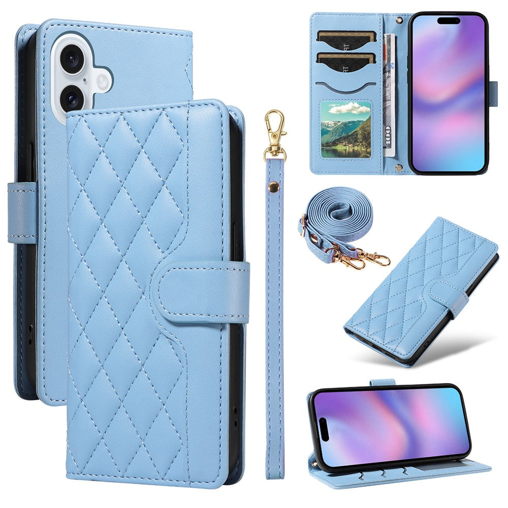 iPhone 17 Plånboksfodral Rhombus Läderfodral med Rem
