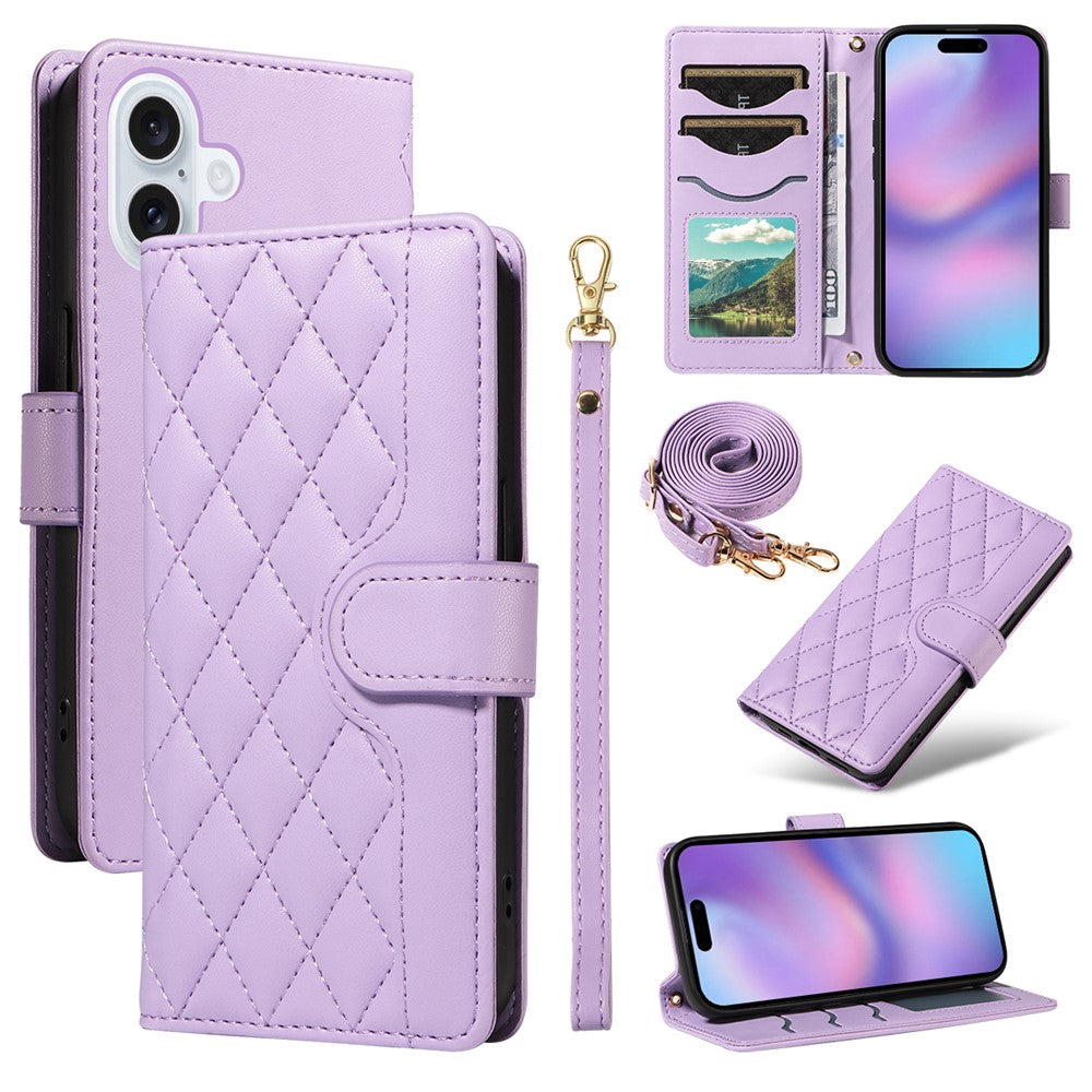 iPhone 17 Plånboksfodral Rhombus Läderfodral med Rem