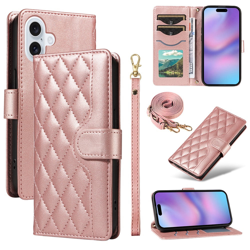 iPhone 17 Plånboksfodral Rhombus Läderfodral med Rem