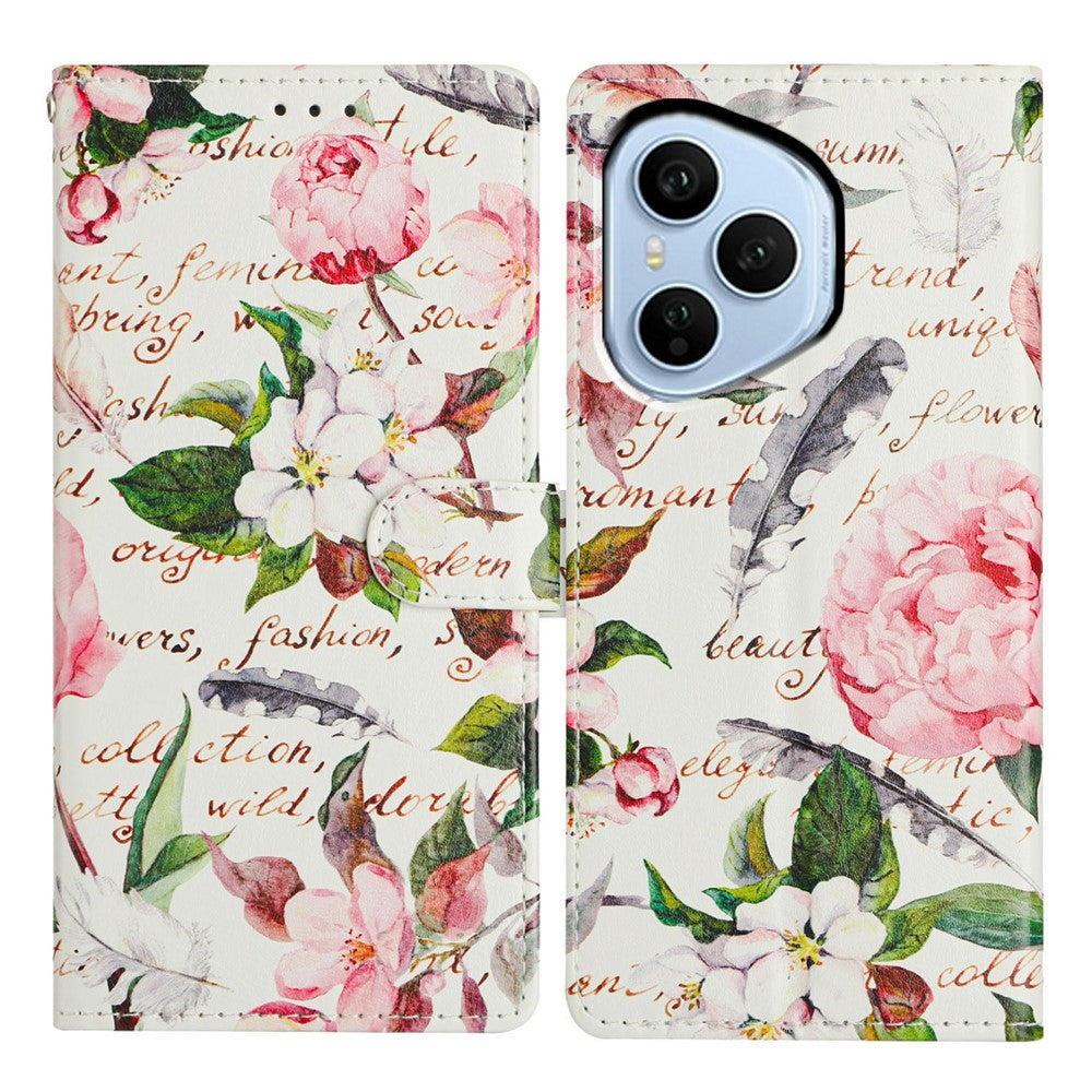 For Honor 400 Pro 5G (Global) Case Pattern Printing Wallet Stand Flip Leather Phone Cover with Strap