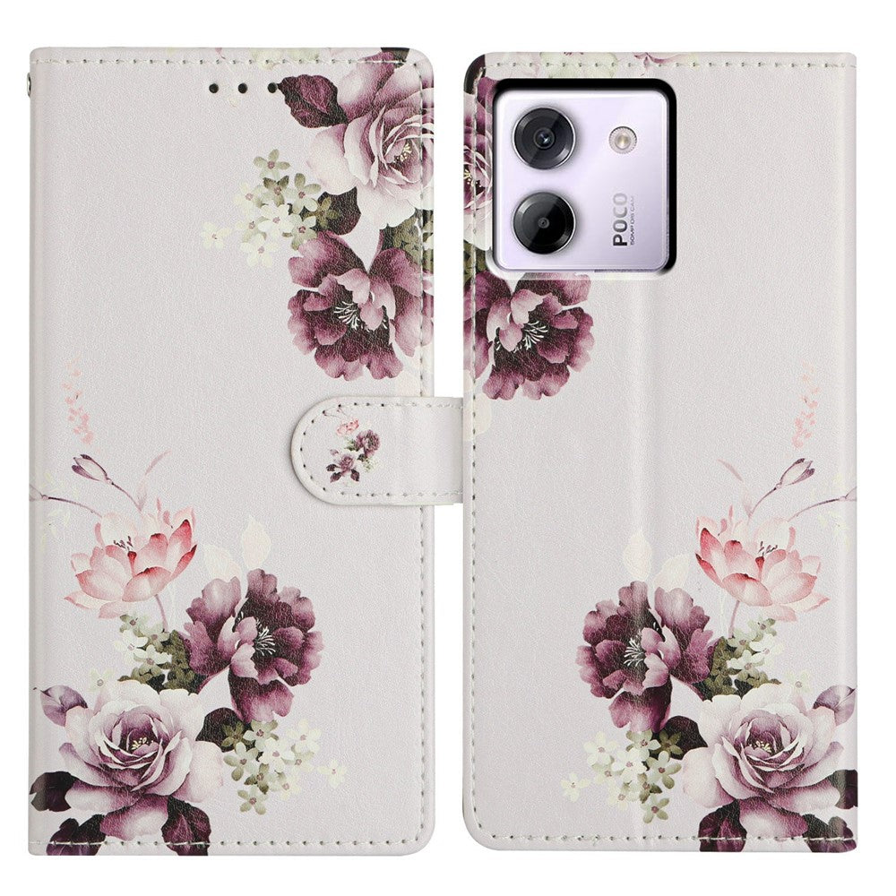 For Xiaomi Poco M7 Pro 5G Case Pattern Printing Wallet Stand Flip Leather Phone Cover with Strap