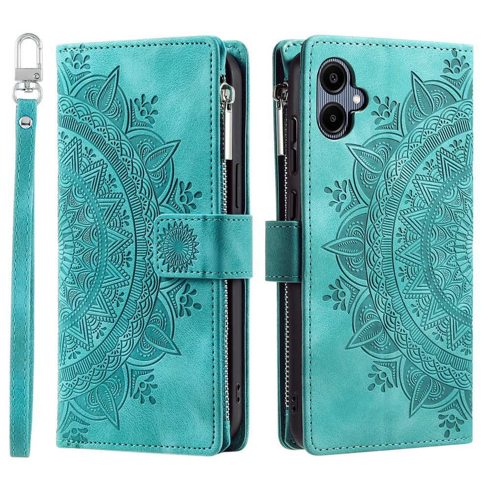 For Samsung Galaxy A08 5G / A08 4G / A07 5G / A07 4G Wallet Case Mandala Flower Pattern PU Leather Phone Cover with Wrist Strap