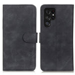 KHAZNEH For Samsung Galaxy S23 Ultra Retro Texture PU Leather Phone Cover Drop-proof Protective Wallet Stand Case