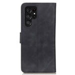 KHAZNEH For Samsung Galaxy S23 Ultra Retro Texture PU Leather Phone Cover Drop-proof Protective Wallet Stand Case