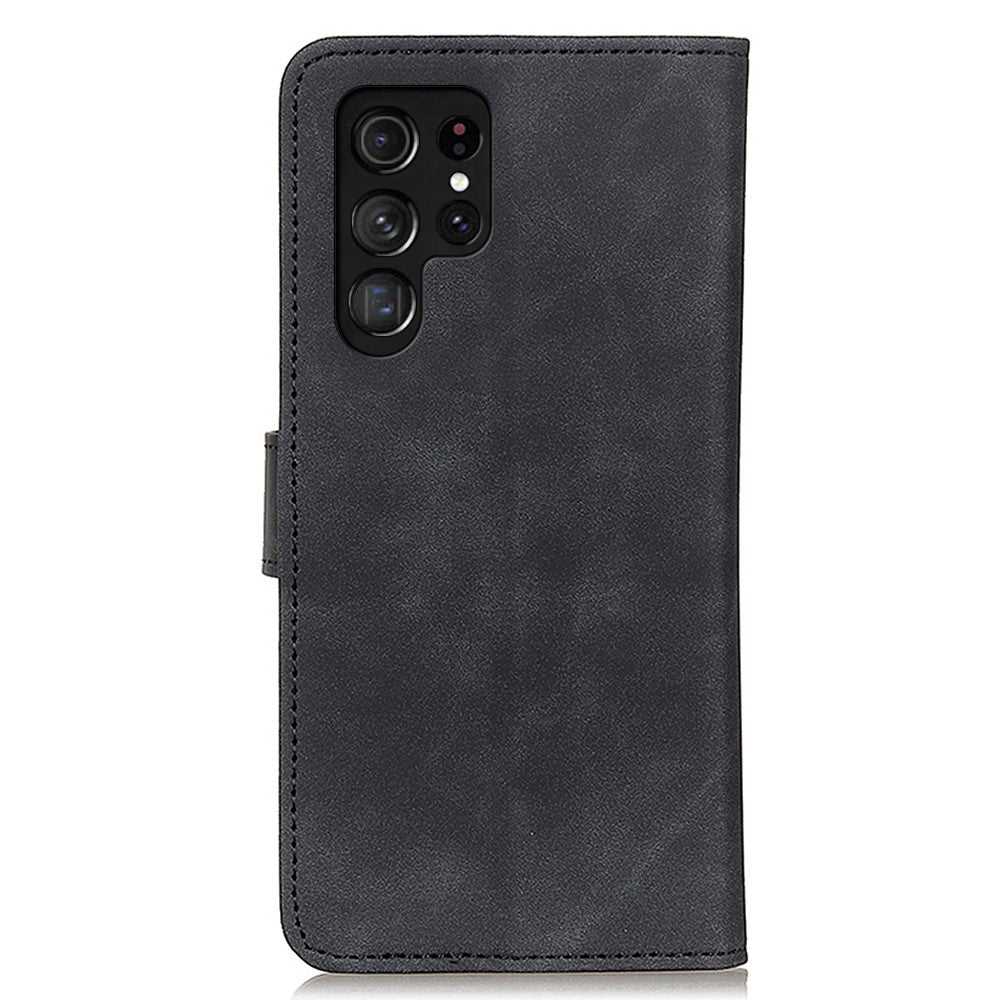 KHAZNEH For Samsung Galaxy S23 Ultra Retro Texture PU Leather Phone Cover Drop-proof Protective Wallet Stand Case