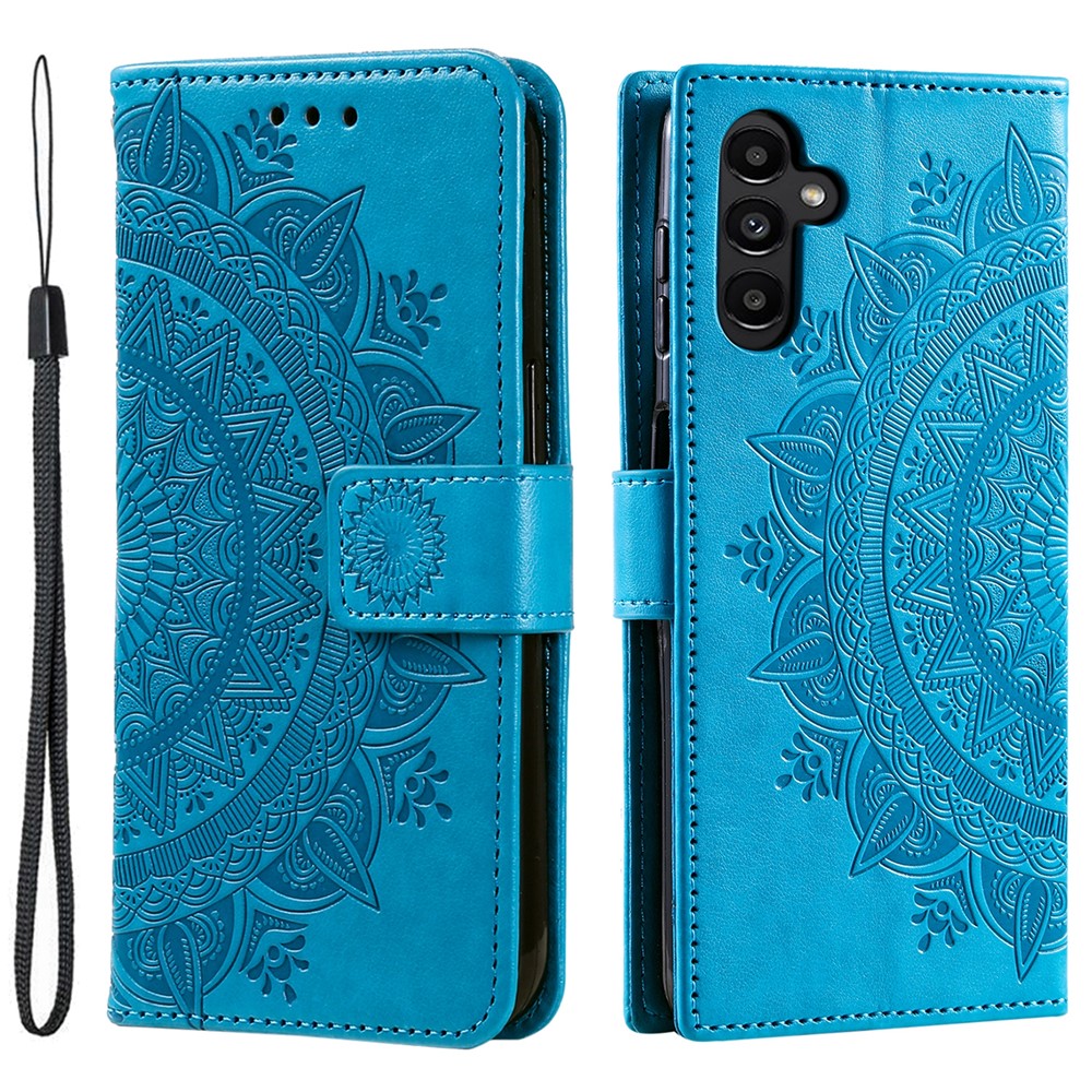 Samsung Galaxy A18 5G / A18 4G / A17 5G / A17 4G / A26 5G Stativskal Tryckt Totem PU-läder Plånboksfodral med handledsrem