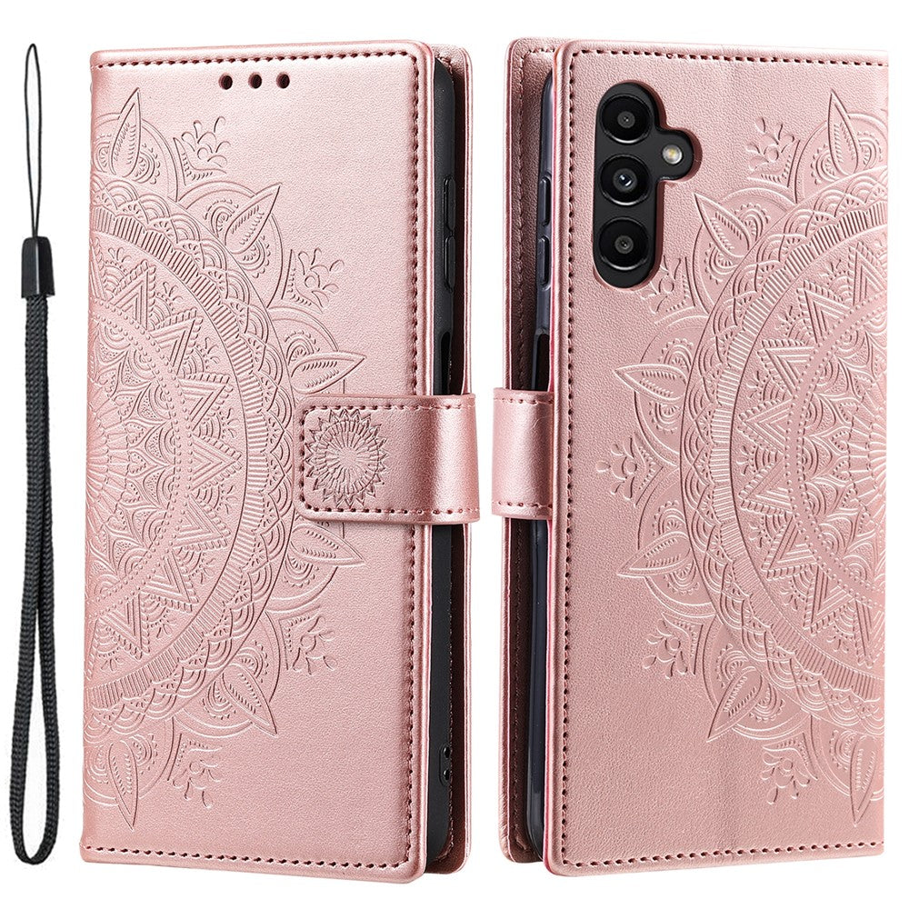 Samsung Galaxy A18 5G / A18 4G / A17 5G / A17 4G / A26 5G-stativetui, trykt totem, PU-læder, pung-etui med håndledsrem