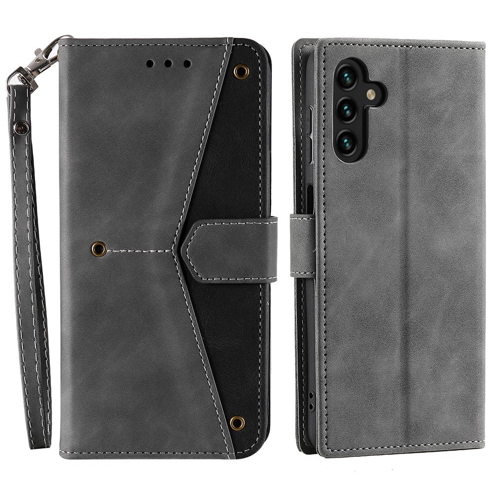Til Samsung Galaxy A18 5G / A18 4G / A17 5G / A17 4G / A26 5G læderetui, syet pungtelefoncover med håndledsrem