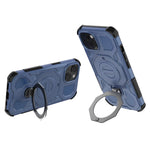 For iPhone 15 Magnetic Case Rotating Metal Kickstand Shockproof PC + TPU Phone Back Cover