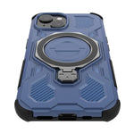 For iPhone 15 Magnetic Case Rotating Metal Kickstand Shockproof PC + TPU Phone Back Cover