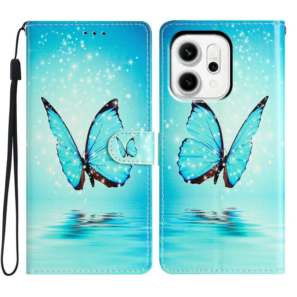 For Oppo Reno14 Pro 5G (Global) Wallet Case PU Leather Pattern Printing Stand Phone Cover with Strap