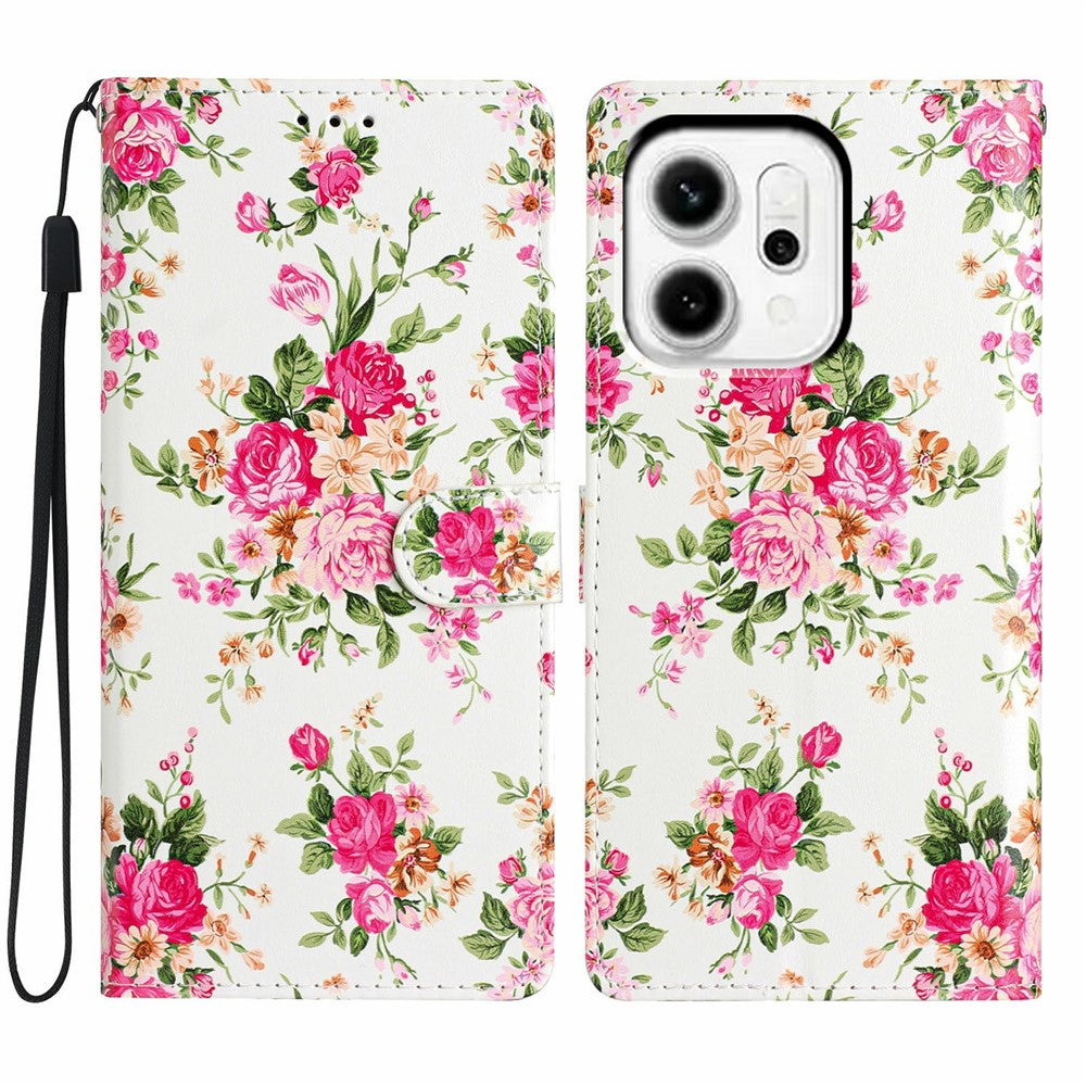 For Oppo Reno14 Pro 5G (Global) Wallet Case PU Leather Pattern Printing Stand Phone Cover with Strap