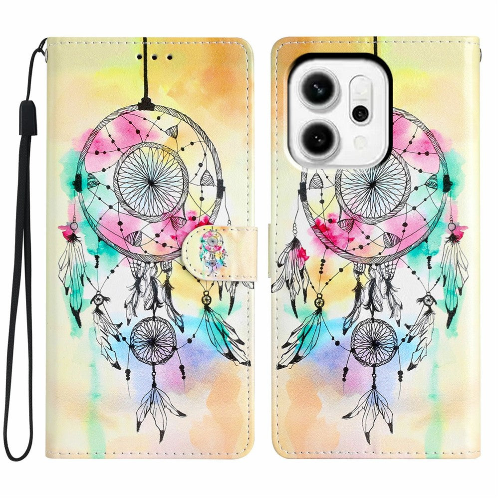 For Oppo Reno14 Pro 5G (Global) Wallet Case PU Leather Pattern Printing Stand Phone Cover with Strap
