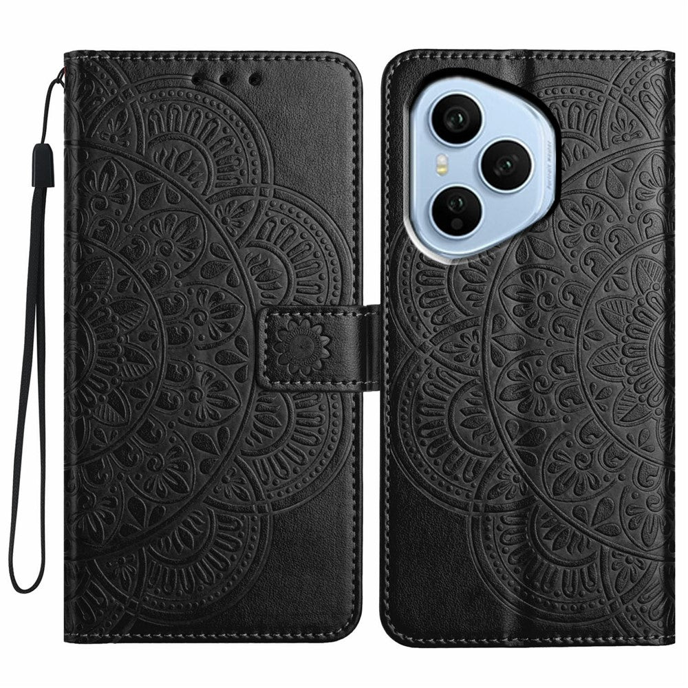 For Honor 400 Pro 5G (Global) Leather Case with Card Slots Mandala Pattern Phone Cover Stand