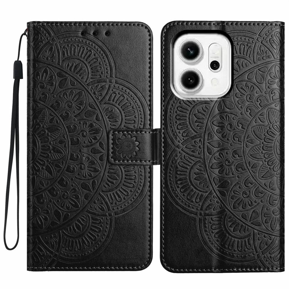For Oppo Reno14 Pro 5G (Global) Leather Case with Card Slots Mandala Pattern Phone Cover Stand