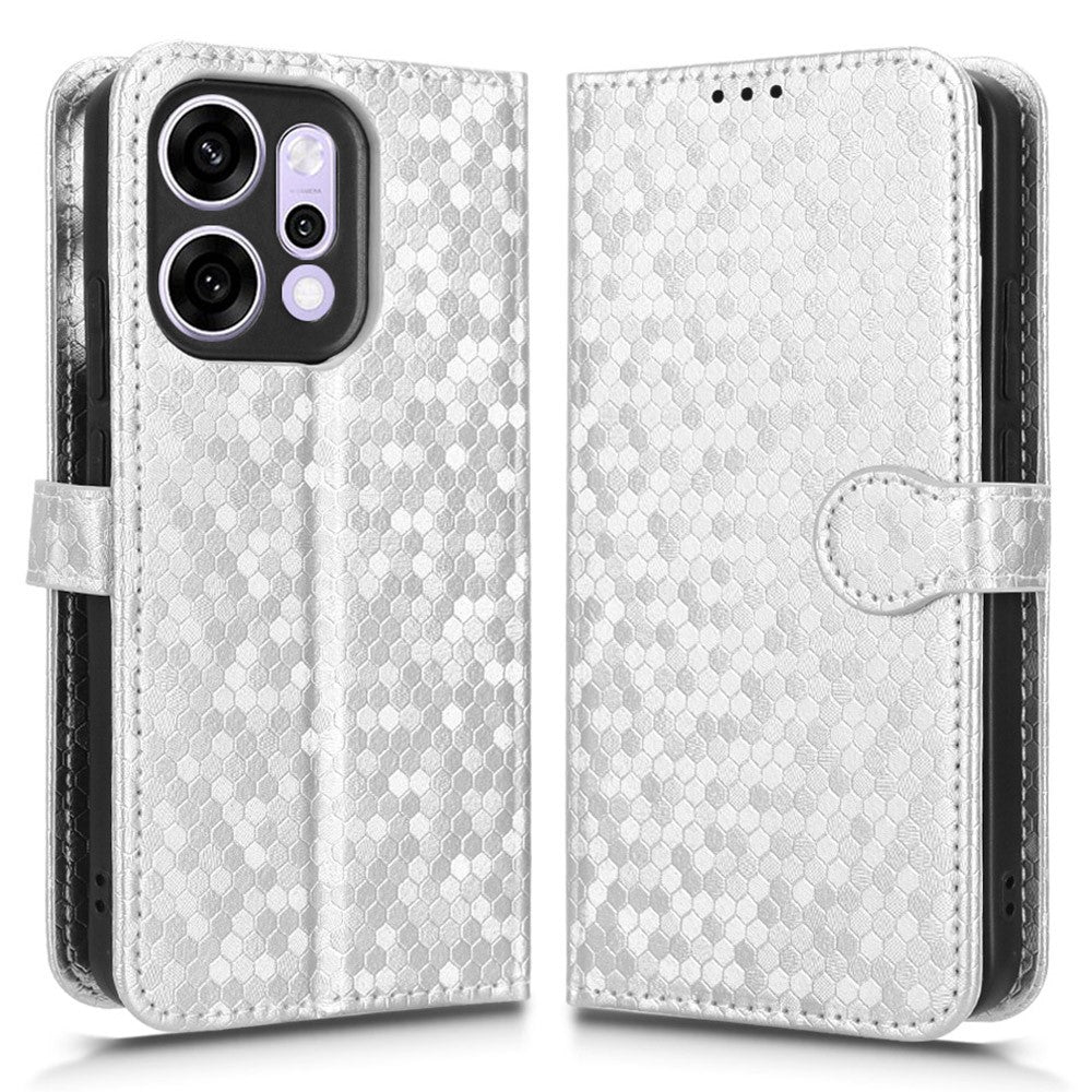 For Oppo Reno14 Pro 5G (Global) Wallet Case Dot Pattern Imprint PU Leather Phone Cover with Wrist Strap