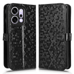 For Oppo Reno14 Pro 5G (Global) Wallet Case Dot Pattern Imprint PU Leather Phone Cover with Wrist Strap