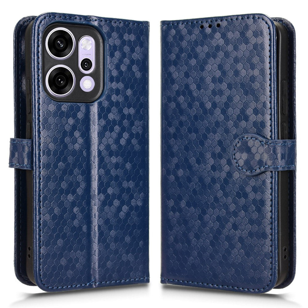 For Oppo Reno14 Pro 5G (Global) Wallet Case Dot Pattern Imprint PU Leather Phone Cover with Wrist Strap