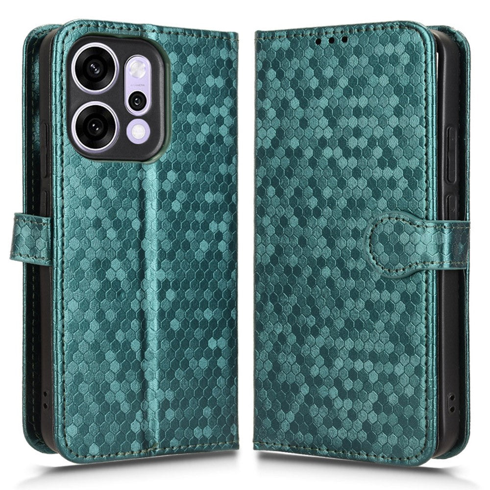 For Oppo Reno14 Pro 5G (Global) Wallet Case Dot Pattern Imprint PU Leather Phone Cover with Wrist Strap