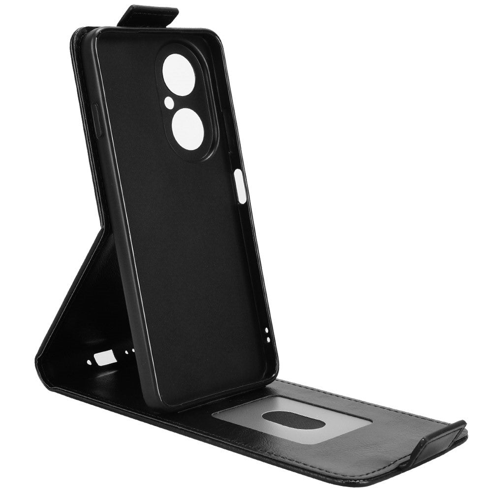 Huawei Nova Y73 4G / Enjoy 80 Stativskal Magnetiskt Spänne Vertikalt Flip Lädermobilskal med Korthållare
