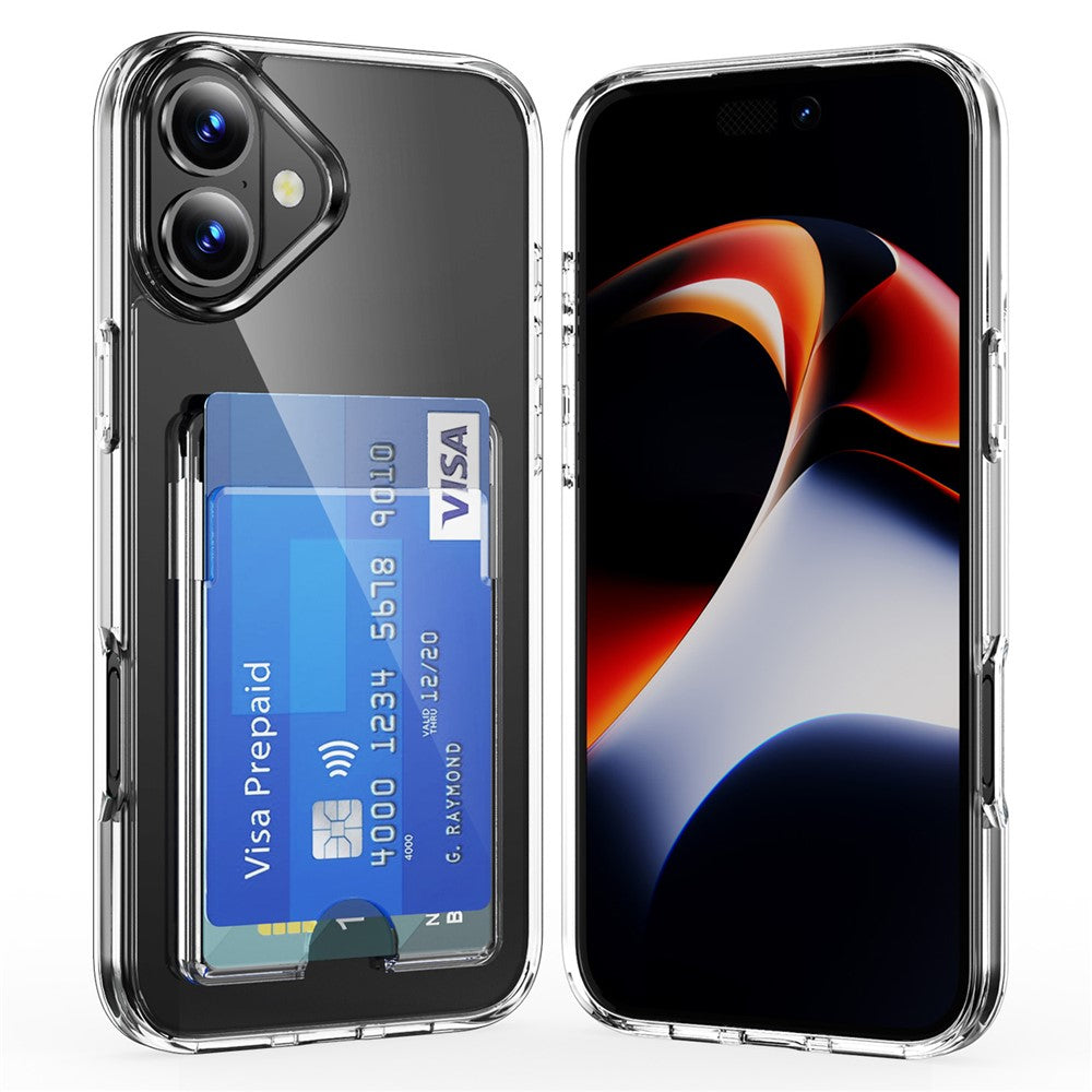 iPhone 17 Transparent Skal TPU + PC + Akryl Mobilskal med Korthållare