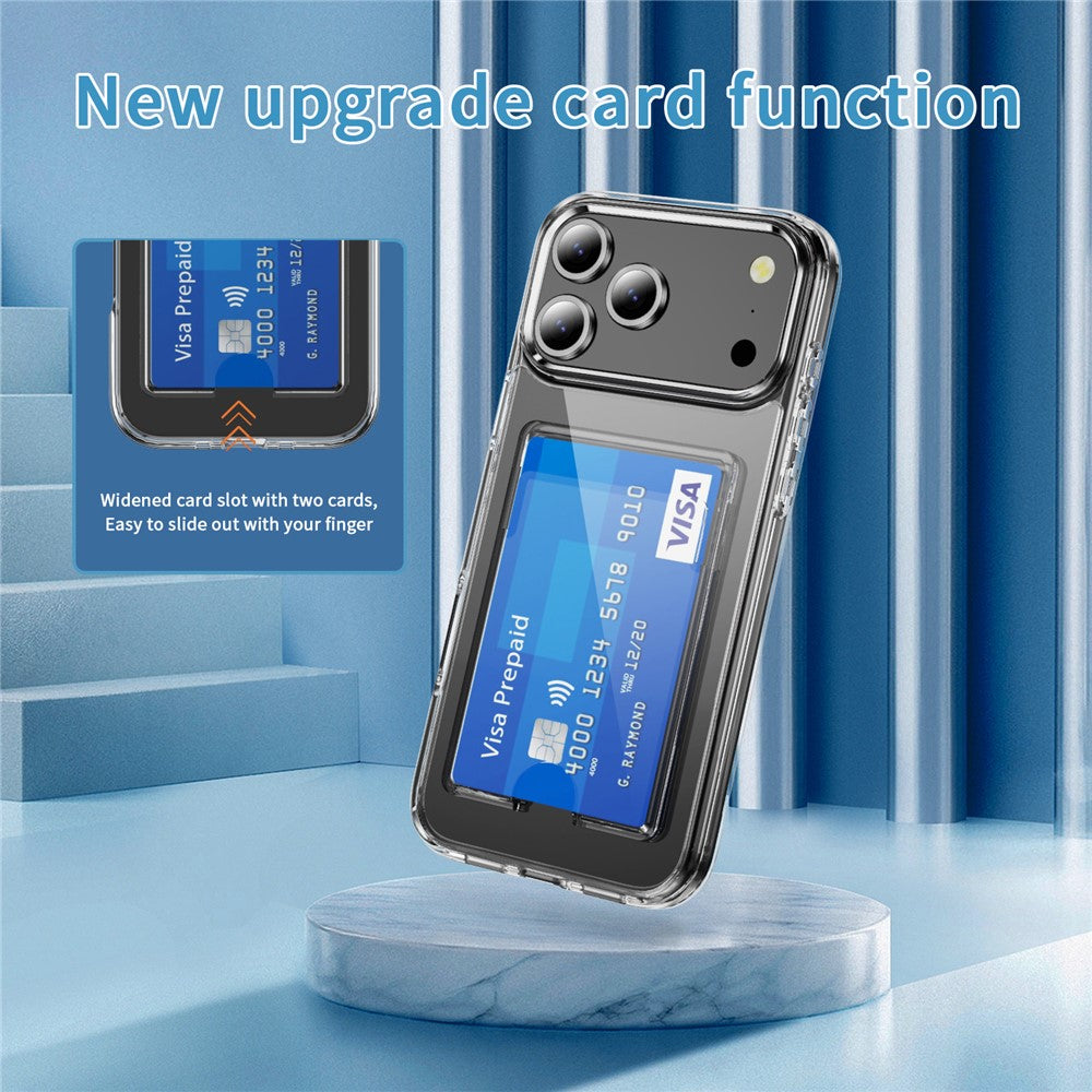 For iPhone 18 Pro / 17 Pro Clear Case TPU + PC + Acrylic Cell Phone Case with Card Holder