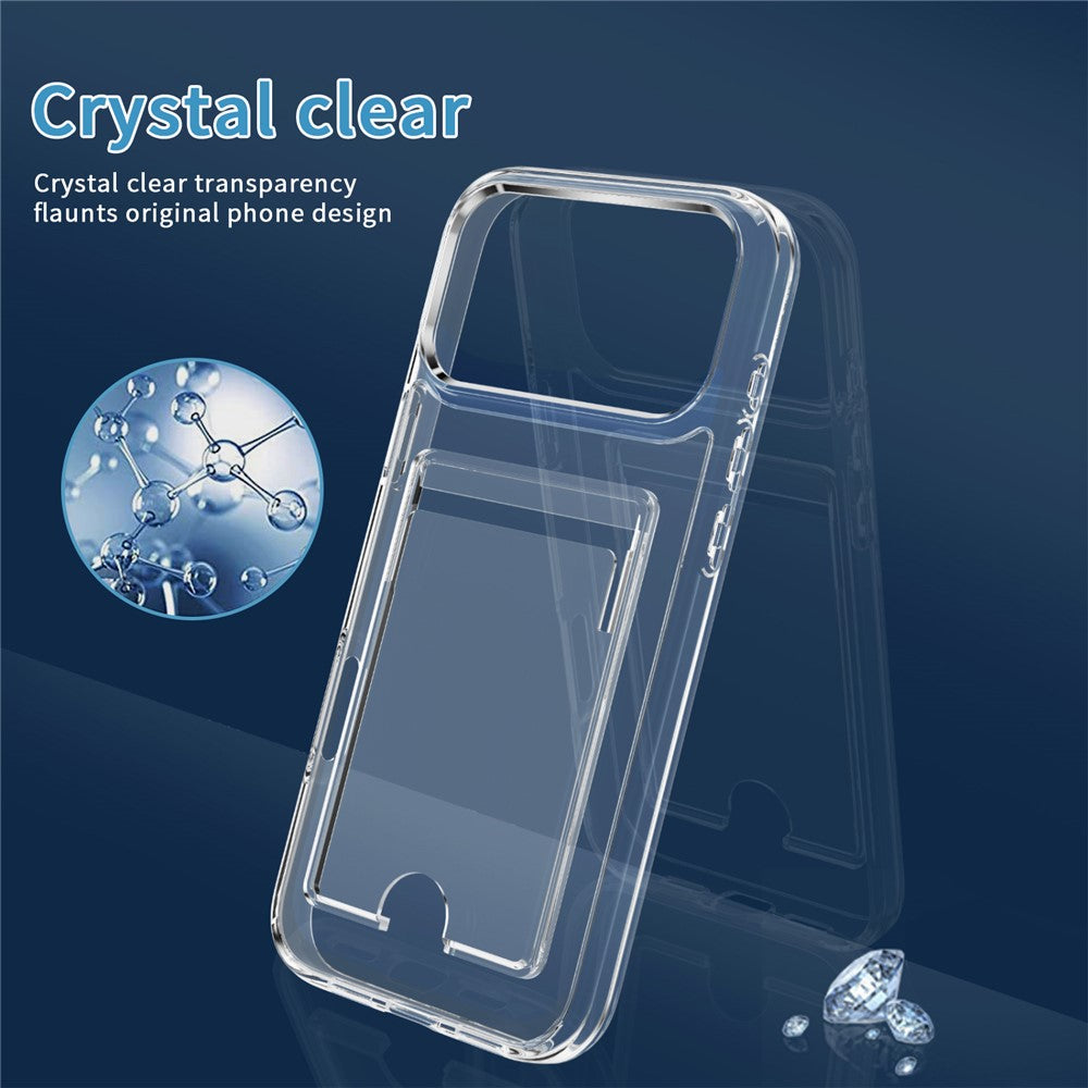For iPhone 18 Pro / 17 Pro Clear Case TPU + PC + Acrylic Cell Phone Case with Card Holder