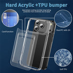For iPhone 18 Pro / 17 Pro Clear Case TPU + PC + Acrylic Cell Phone Case with Card Holder