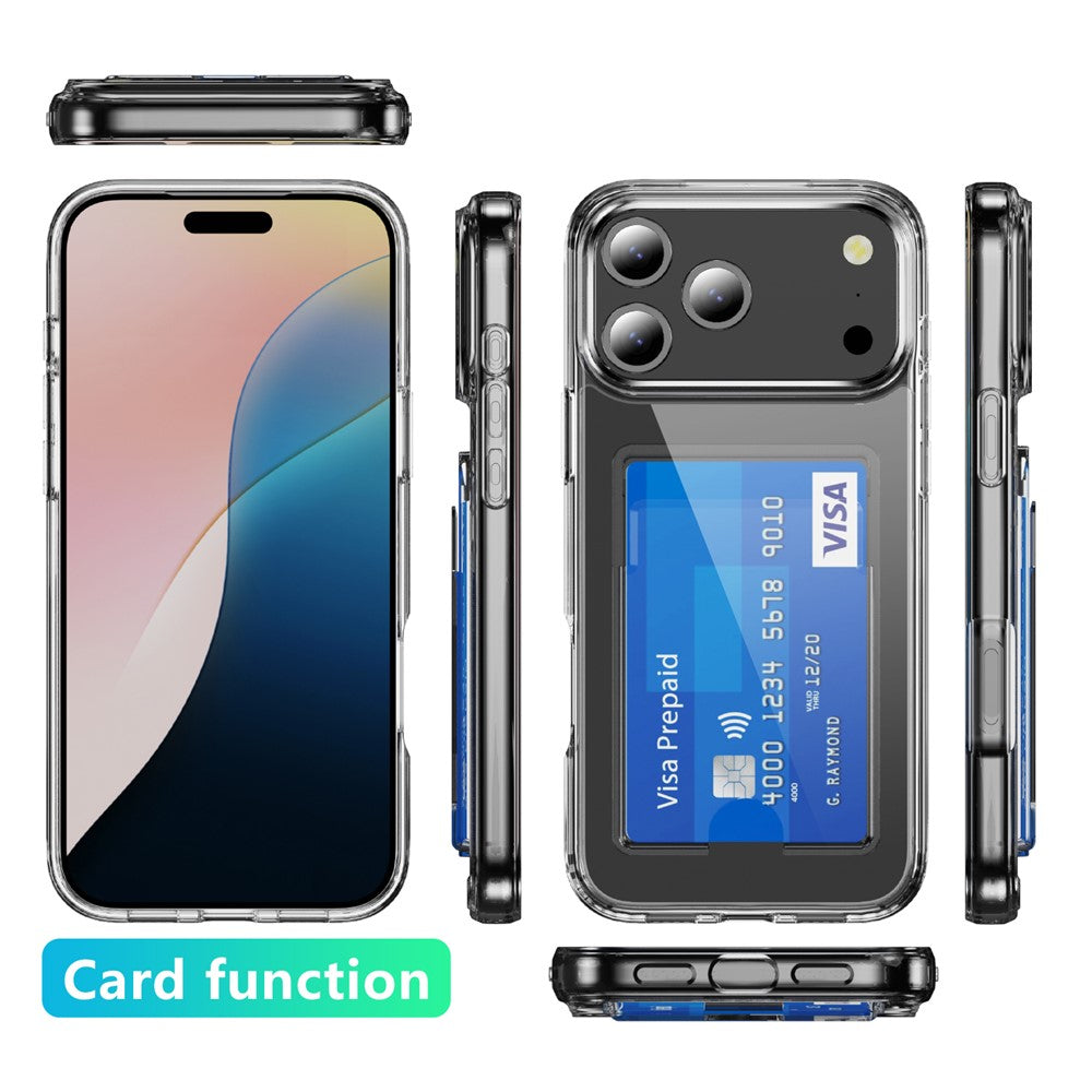 For iPhone 18 Pro / 17 Pro Clear Case TPU + PC + Acrylic Cell Phone Case with Card Holder