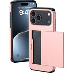 iPhone 18 Pro / 17 Pro Skal TPU/PC med Korthållare - Roséguld
